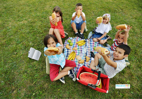 Kids having a picnic