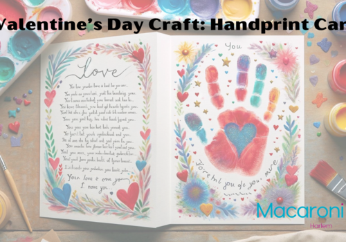 a card that's colorful with a handprint with words of sentiment.