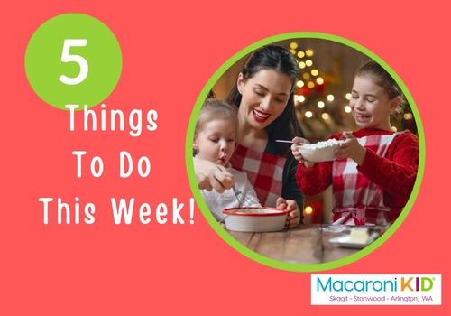 5 things to do this week! Mother with two girls making cookies.