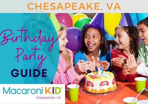 Birthday Party Guide for Kids Chesapeake VA venues packages for childrens parties kids indoor playgrounds play spots gyms arts and crafts parties entertaining fun for children and families