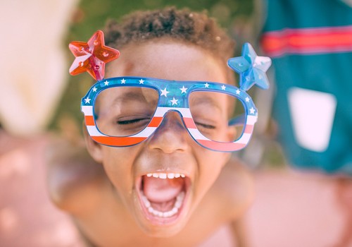 child, fourth of july, patriotic glasses