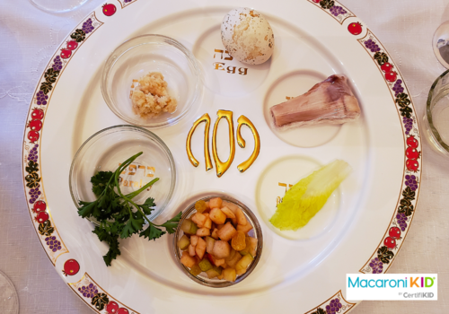 SEDER plate for Passover on the table from above