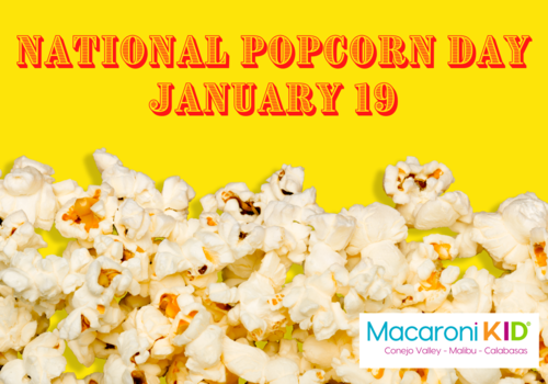 National popcorn Day with popcorn below