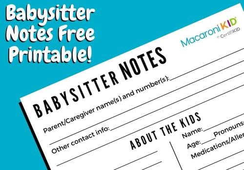Babysitter Notes Free Printable
