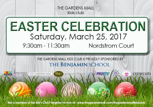 The Gardens Mall Kid S Club Easter Celebration March 25 2017
