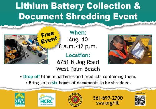 Lithium Battery Collection & Document Shredding Event at SWA Solid Waste Authority of Palm Beaches