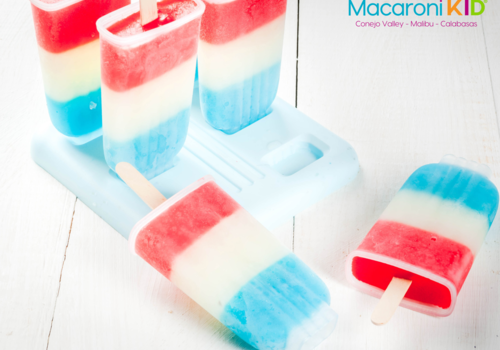 Red, white and blue homemade popsicles