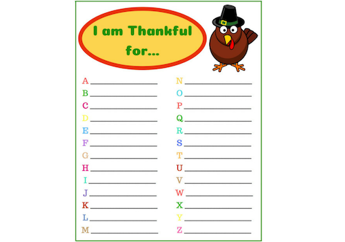 Free Thanksgiving Printable: An A-to-Z Way For Kids to Give Thanks