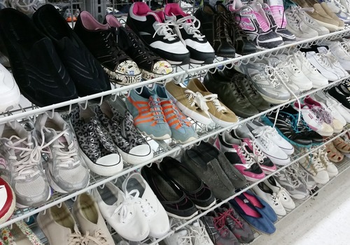 Shoe store shelves
