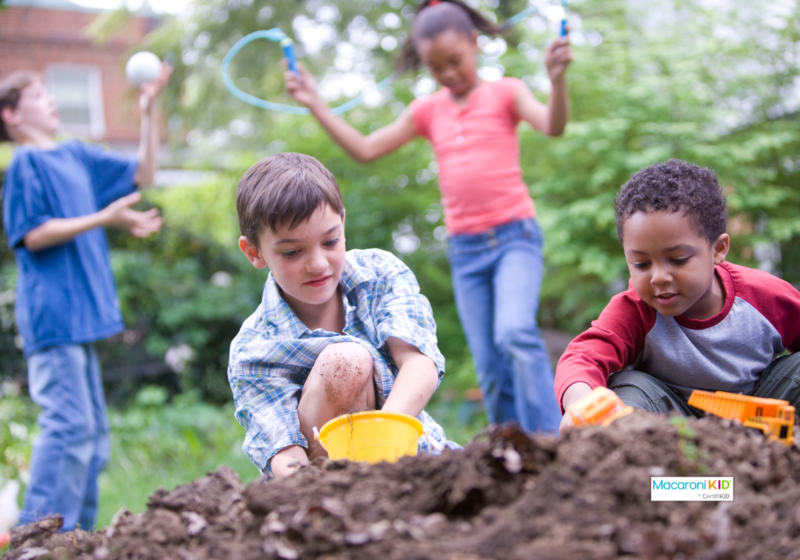 kids playing in the backyard. 50 ideas for backyard fun with kids