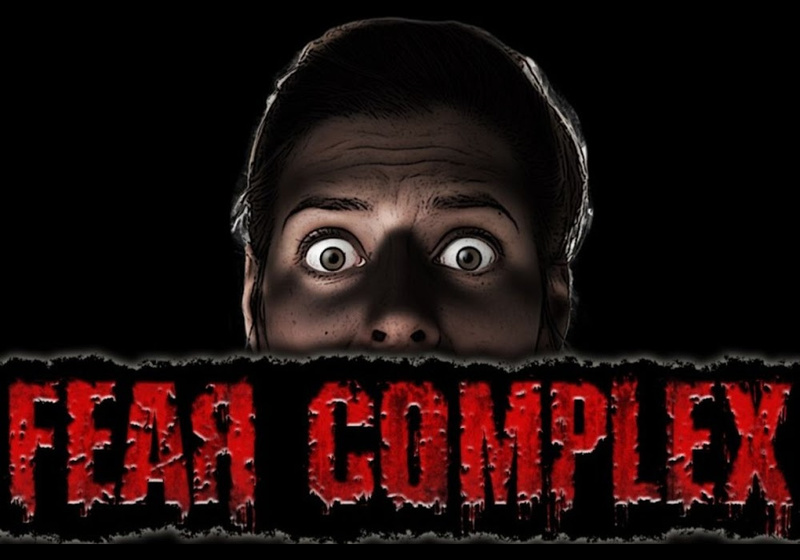 person looking scared with the words Fear Complex across the bottom of his face