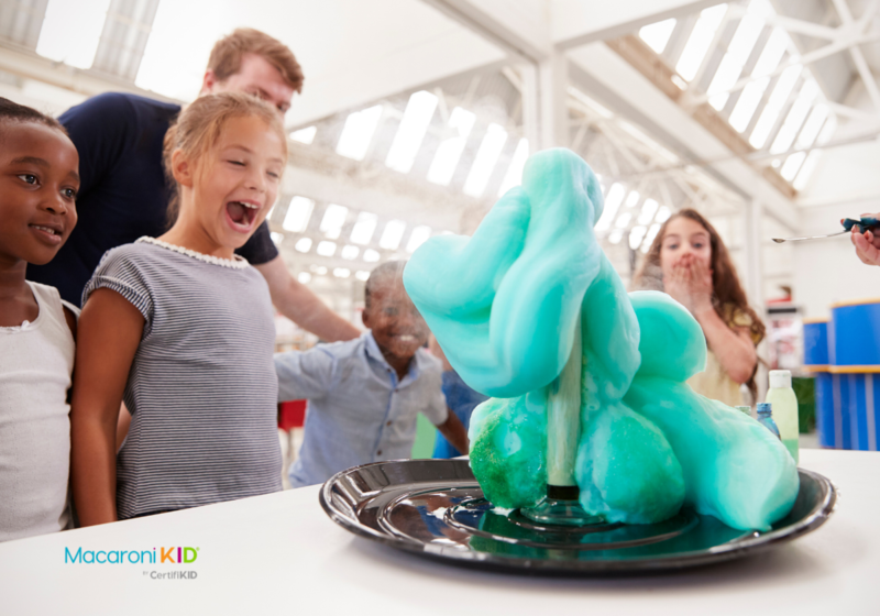 Kids and Teachers on a Science Experiment making elephant toothpaste