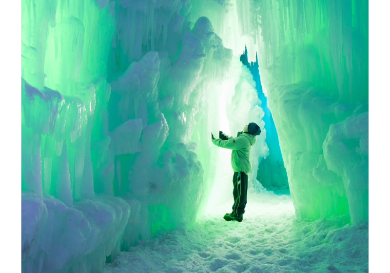 Kid inside Ice Castles