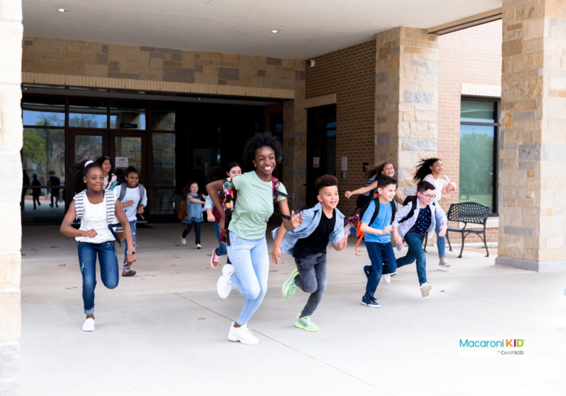 kids running out of school happy!