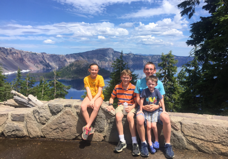 Publisher Susannah Ferguson's kids at Crater Lake National Park