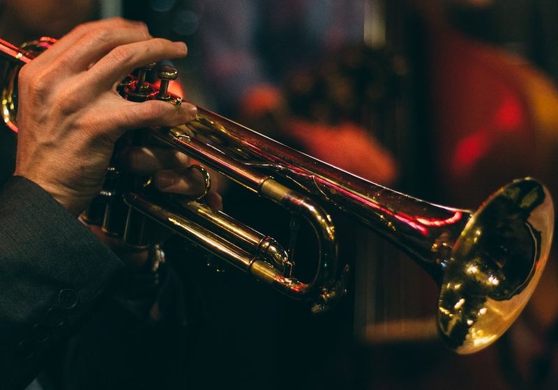 trumpet playing, up close