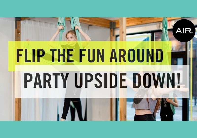 Flip the fun around - Party upside down - AIR Aerial Fitness logo