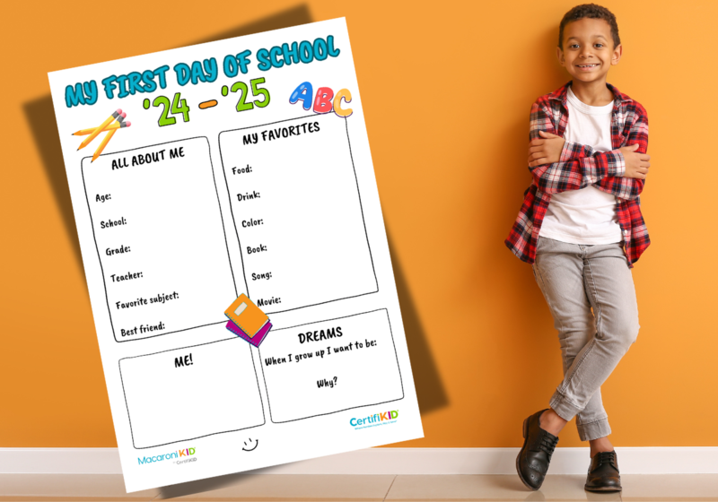 First Day of School Printable 2024 with child