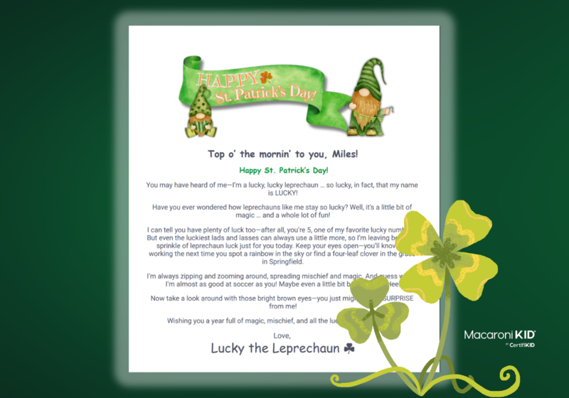 Personalized and free st. patrick's day letter 2025 for kids and families