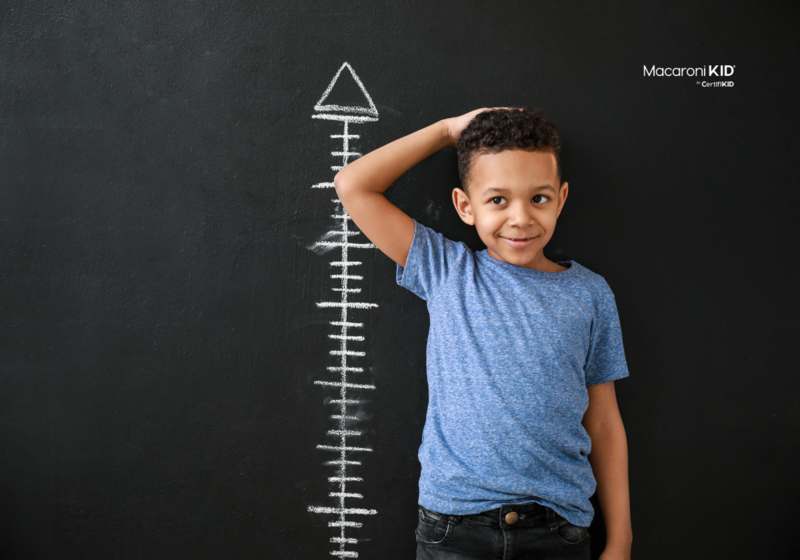 How tall will your child be? Pic is of a kid measuring himself on a blackboard