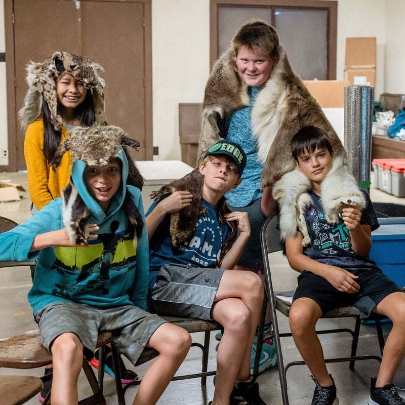 Halberg Summer Ecology Camp, 5 boys in animal skins