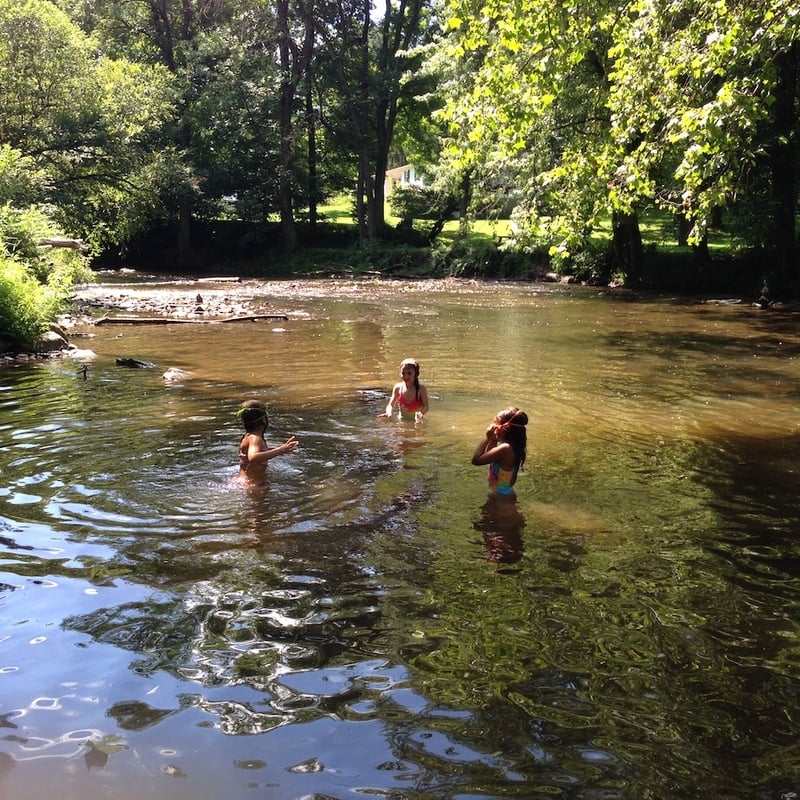 kids in creek