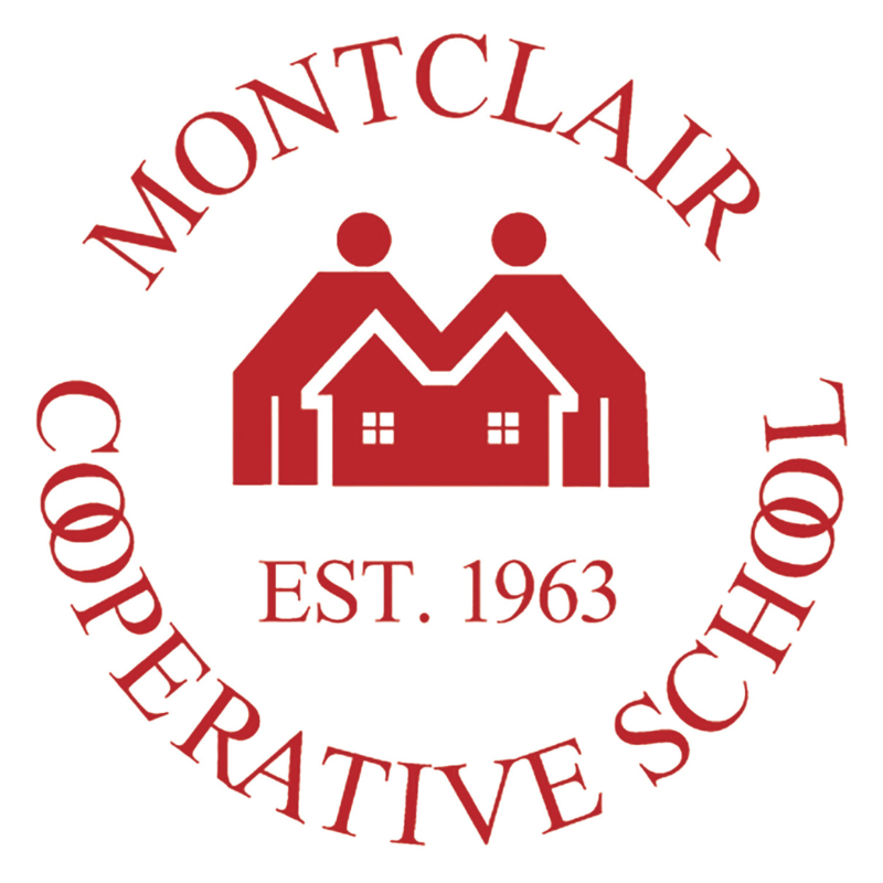 graphic logo: Montclair Cooperative School est 1963 (NJ) (red on white background)