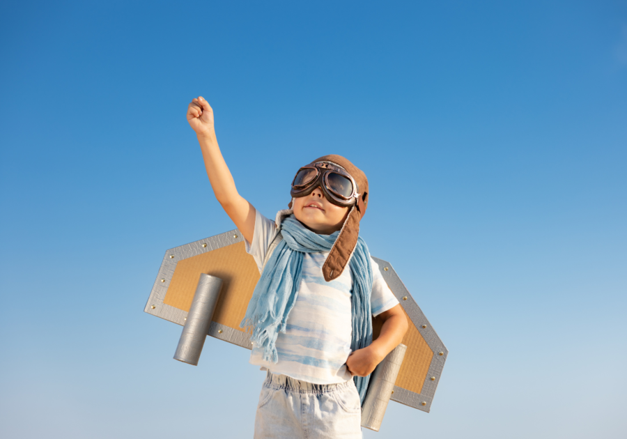 boy in flight costume