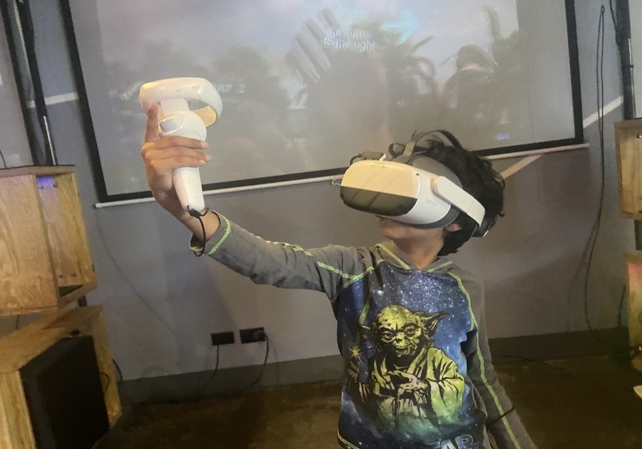 boy playing with VR