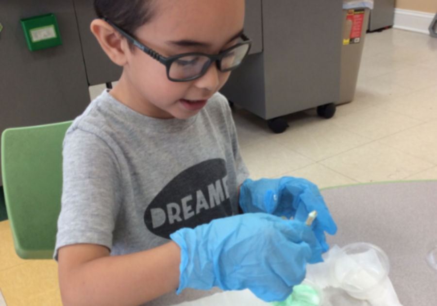 Boy making a craft