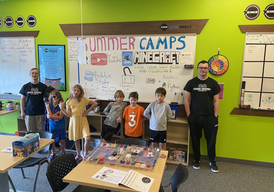 summer camp kids and instructors at Code Ninjas Parker