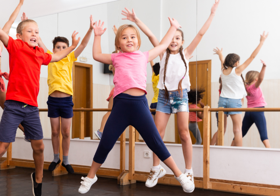 kids jumping in dance studio