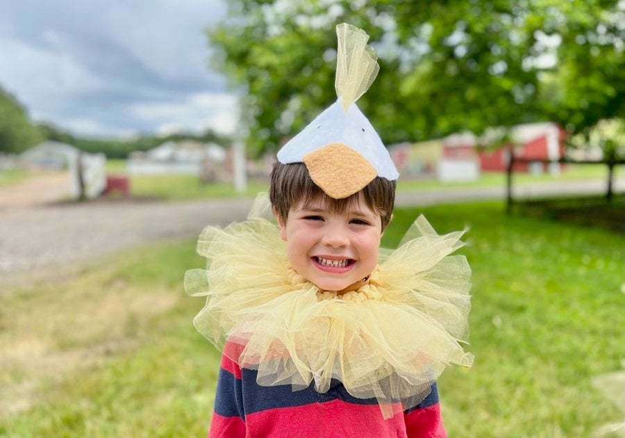 Child in theater costume at Good Pickin Farm camp