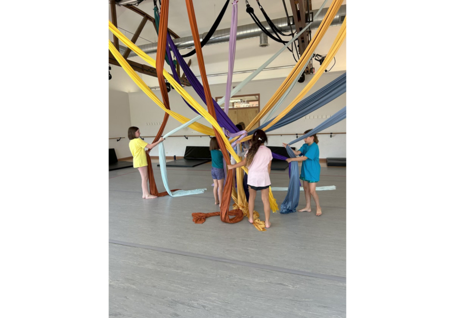 children with aerial silks