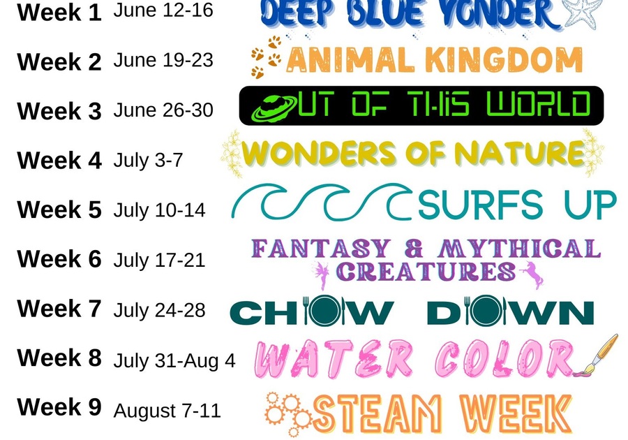 Painted Grape NC Summer Camp Schedule