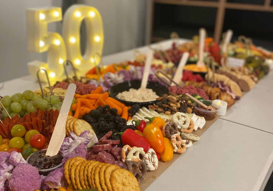 catered table for 50th birthday from simply savor