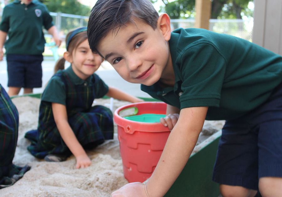 Students have fun playing in the new sandbox 72