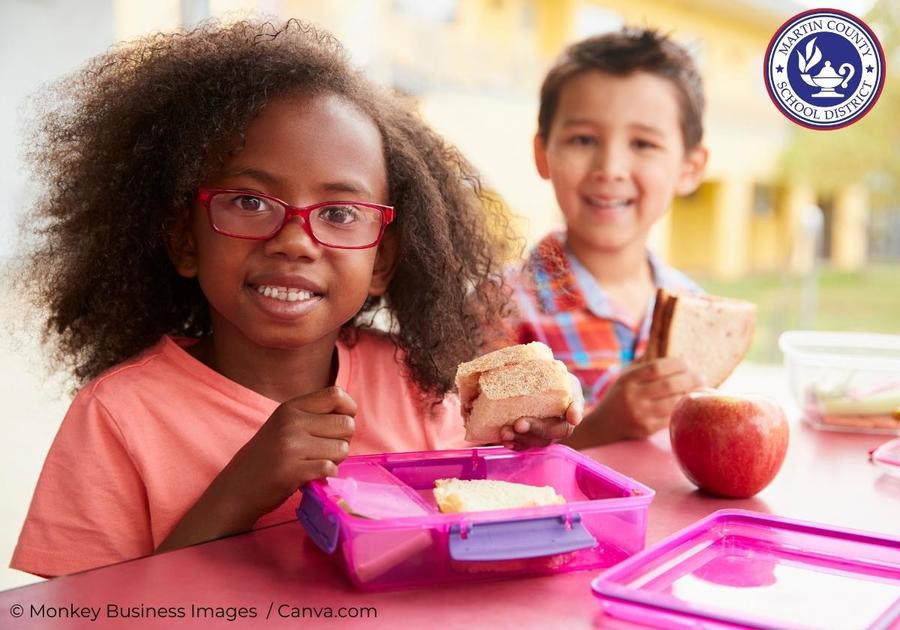 Children eating lunch at school