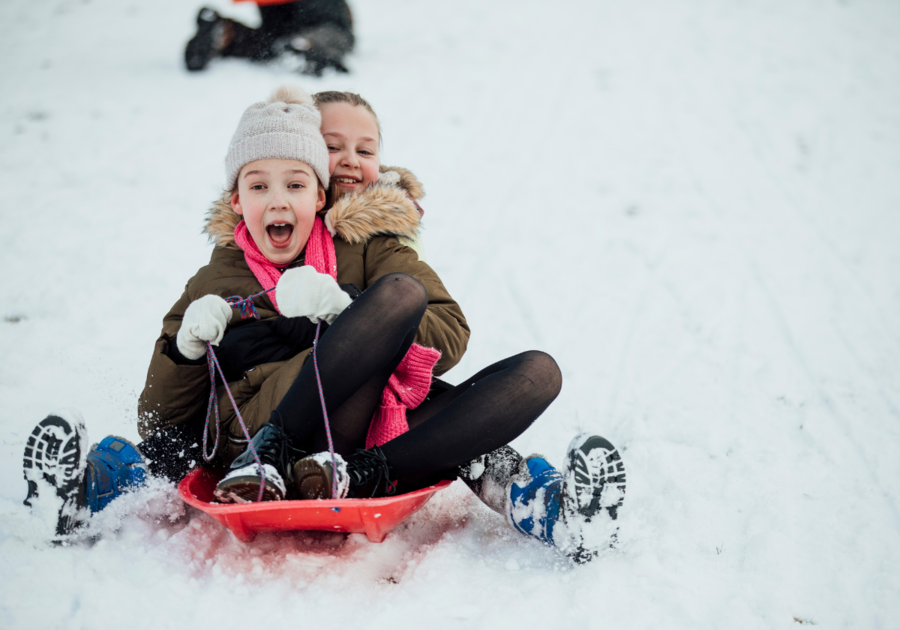 Sledding Spots in Chester County Girls on Sled