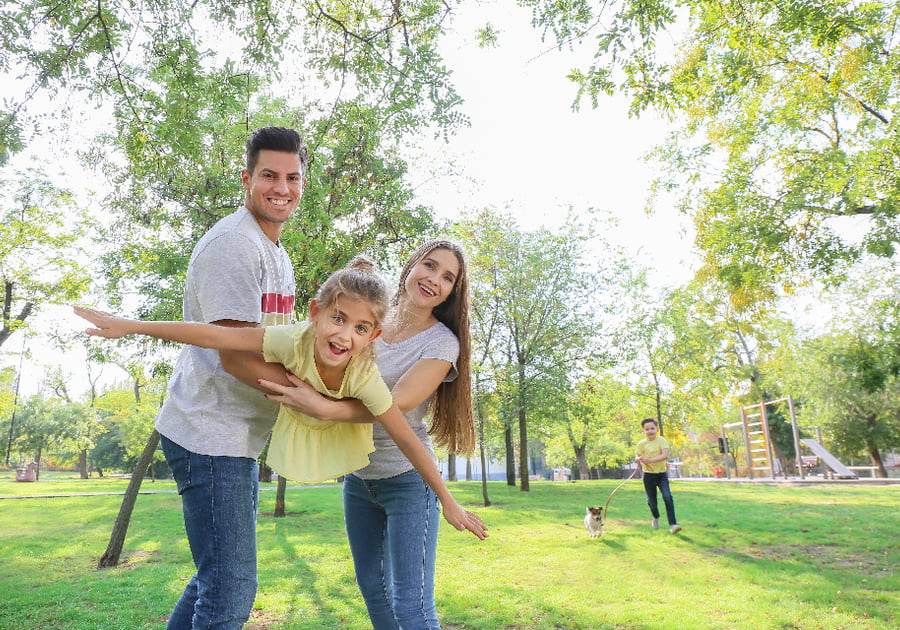 Families playing