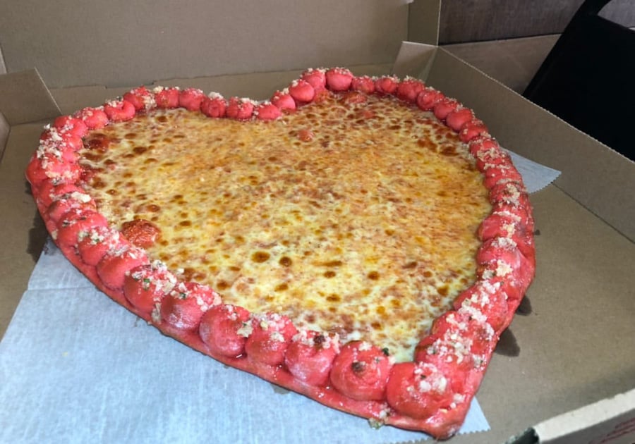 heart shaped pizza for Valentine's Day at Hold My Knots