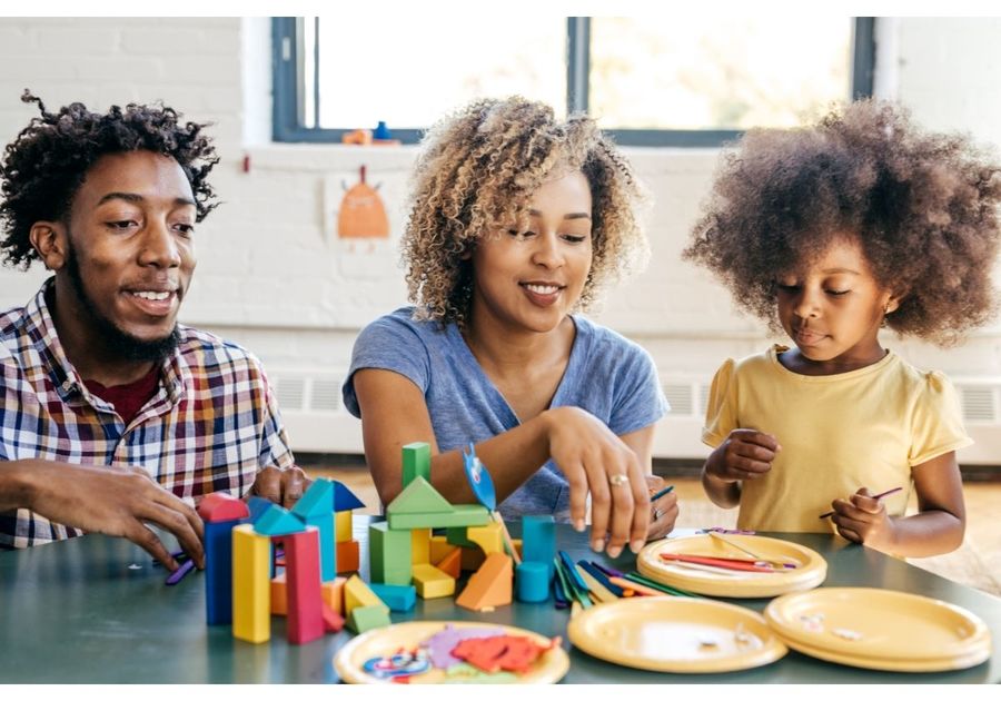 Family doing crafts