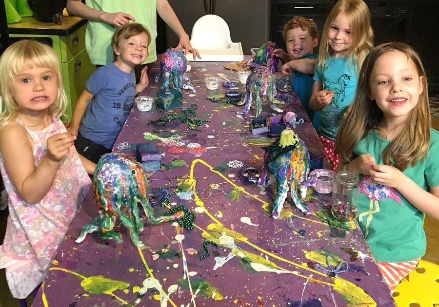 photo of campers with octopus art project