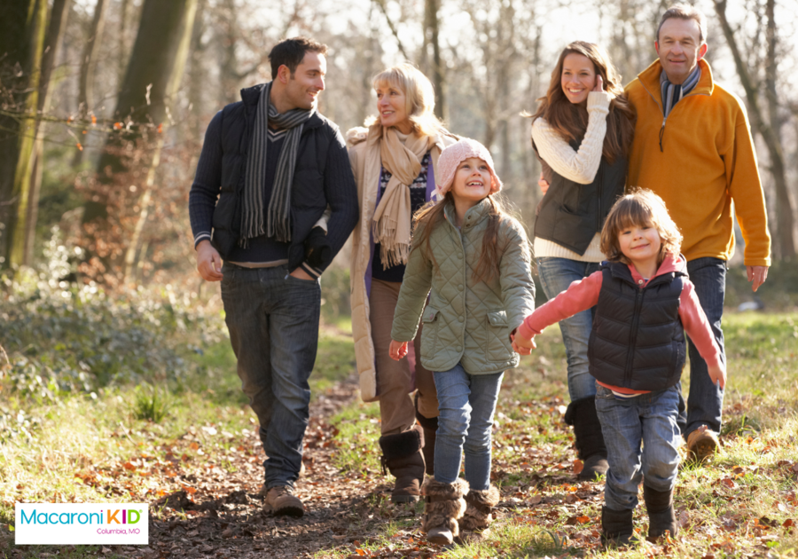 family on an outdoor walk in the winter