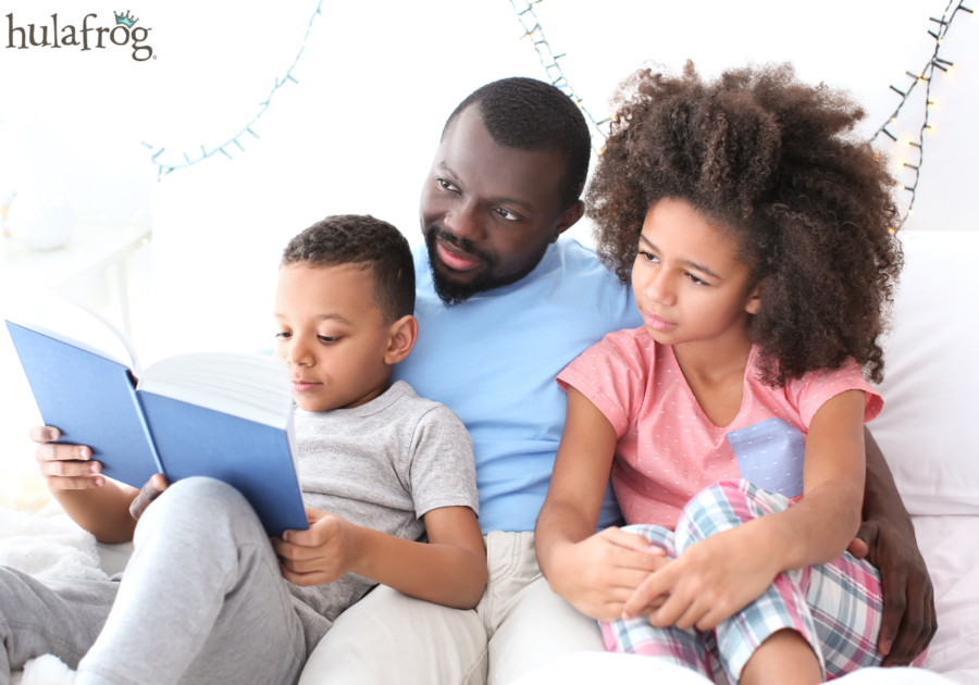 father reading to his kids