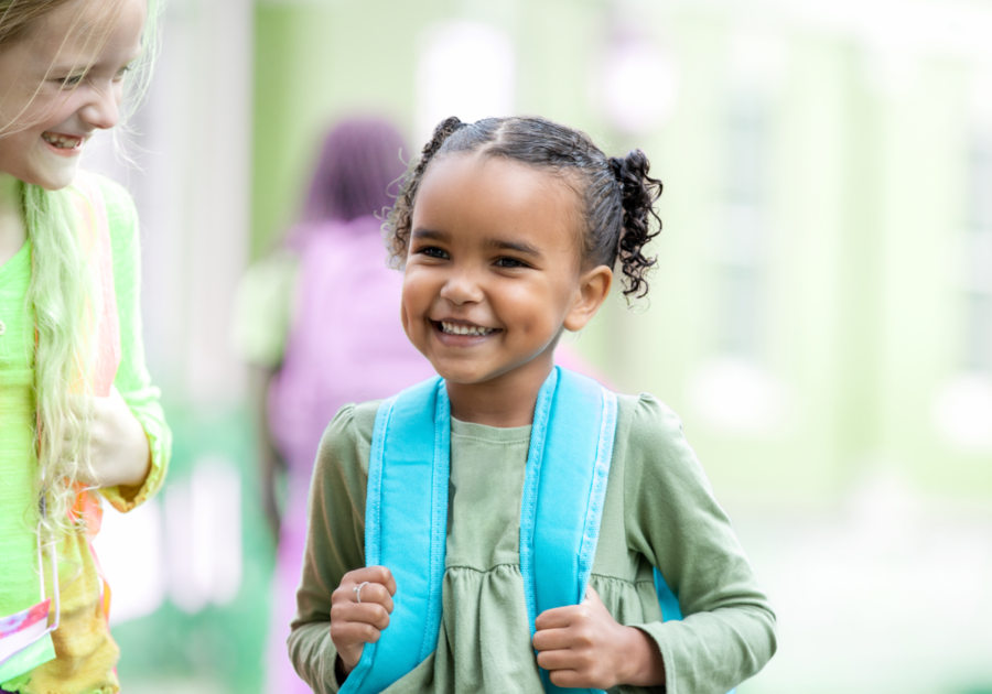 preschooler with backpack