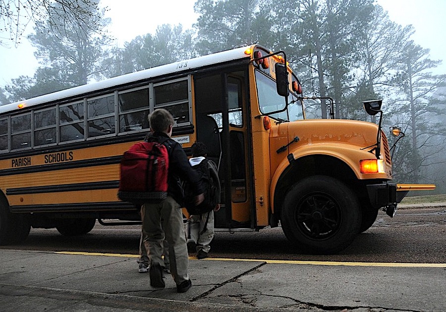 school, bus, kids, students, backpack