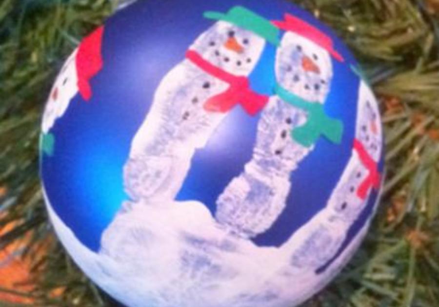 Handprint Snowmen Ornament kids can make