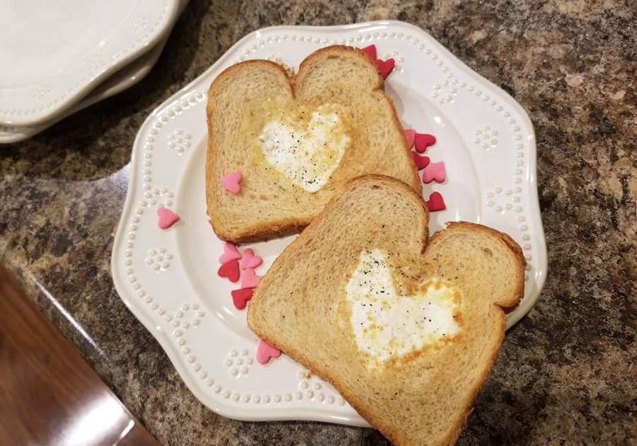 Heart toast for Valentine's Day
