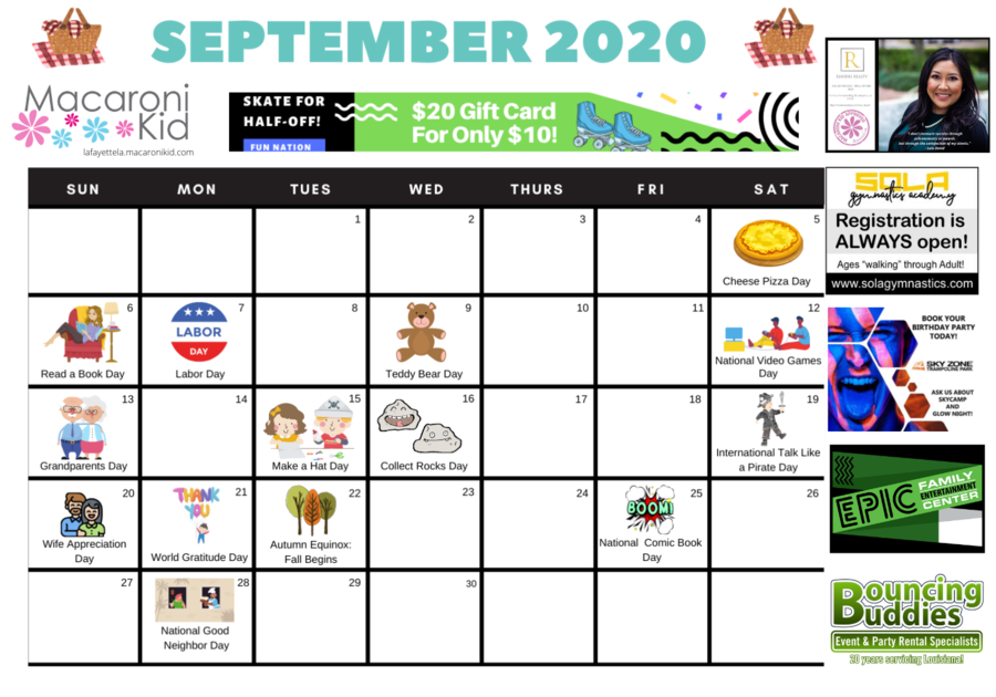 Fun Days to Celebrate This September Free Calendar for your Fridge